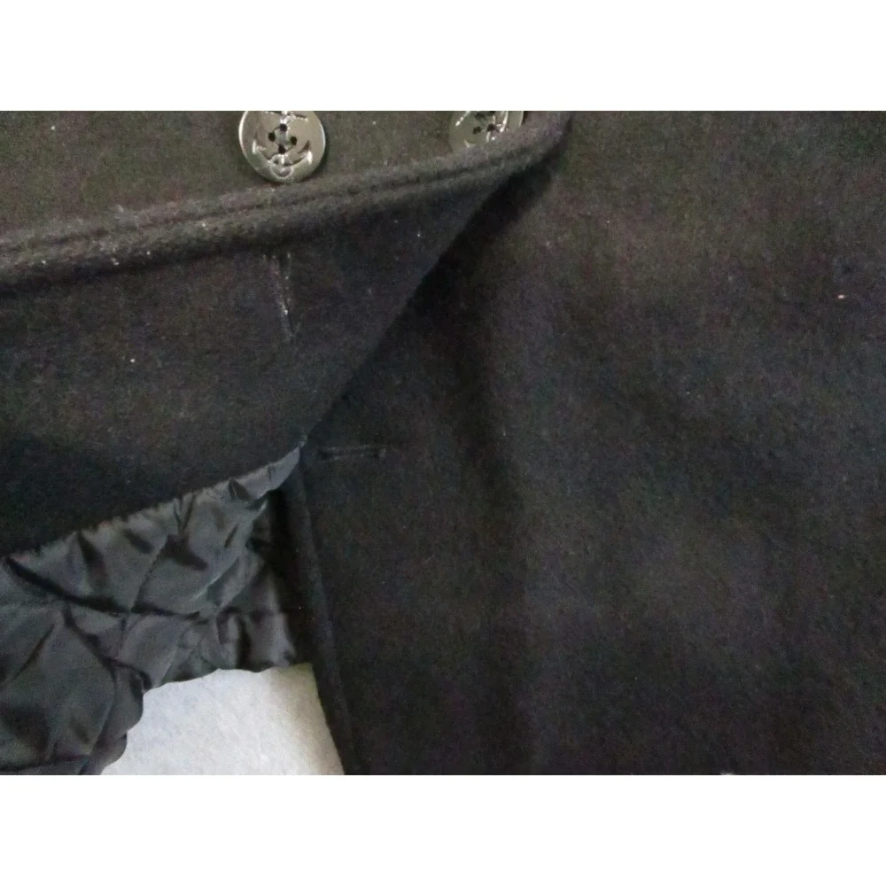 U.S. Navy Pea Coat‎ Wool Man's Size 46 Black Military Anchor Button Quilted 90s